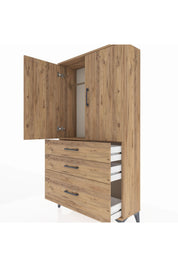 Arges Dolap Tek Raflı 3 Çekmeceli Tek Askılı 88x30x163 - S21M113V9A