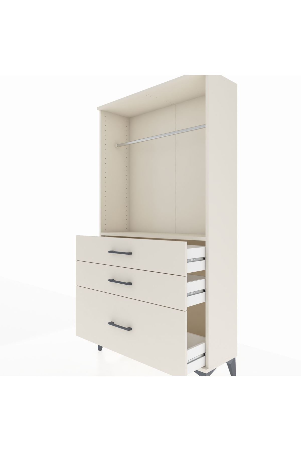 Arges Dolap Tek Raflı 3 Çekmeceli Tek Askılı 88x30x163 - S21M114V1A