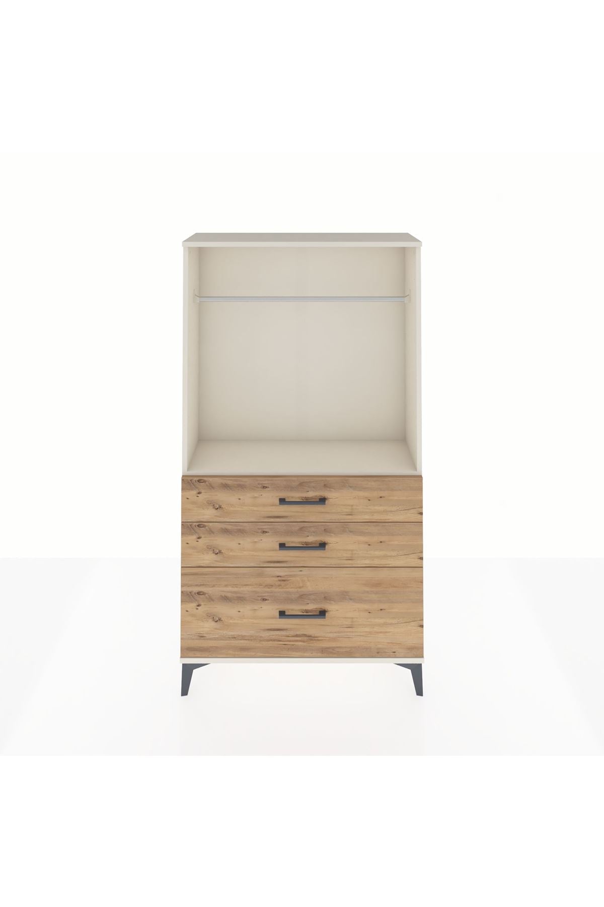 Arges Dolap Tek Raflı 3 Çekmeceli Tek Askılı 88x30x163 - S21M114V3A