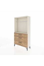 Arges Dolap Tek Raflı 3 Çekmeceli Tek Askılı 88x30x163 - S21M114V3A