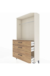 Arges Dolap Tek Raflı 3 Çekmeceli Tek Askılı 88x30x163 - S21M114V3A