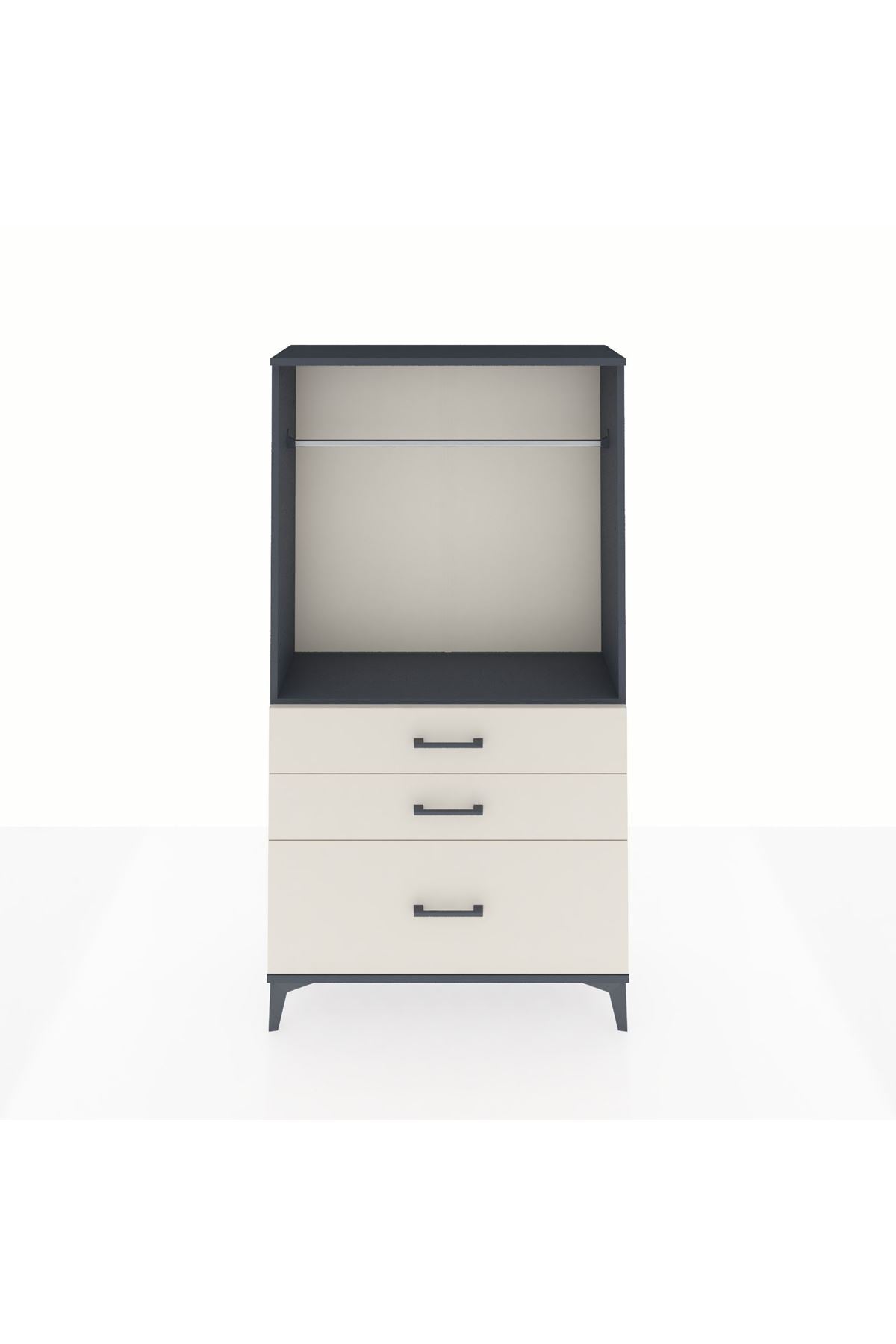 Arges Dolap Tek Raflı 3 Çekmeceli Tek Askılı 88x30x163 - S21M114V4A