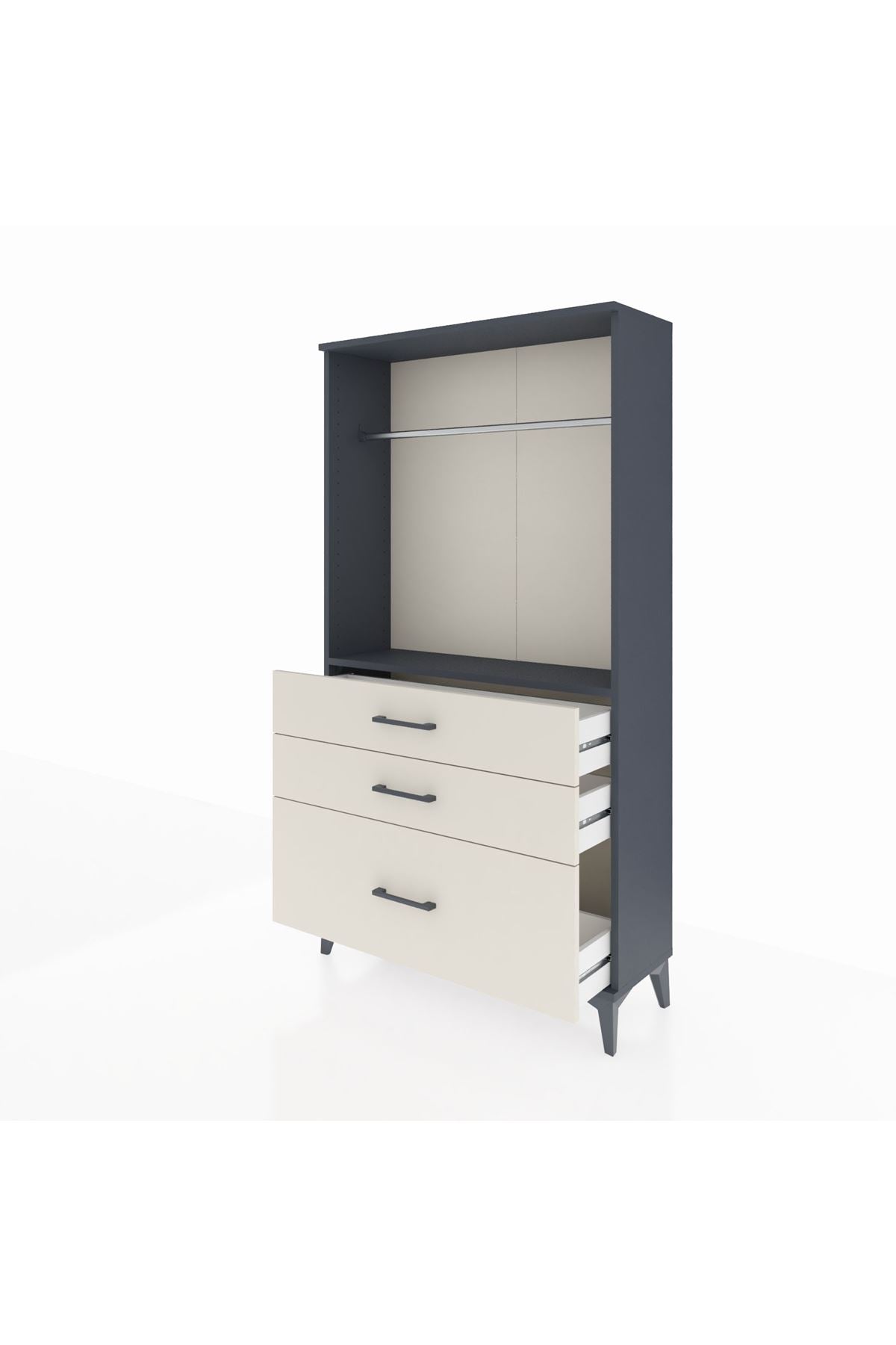 Arges Dolap Tek Raflı 3 Çekmeceli Tek Askılı 88x30x163 - S21M114V4A