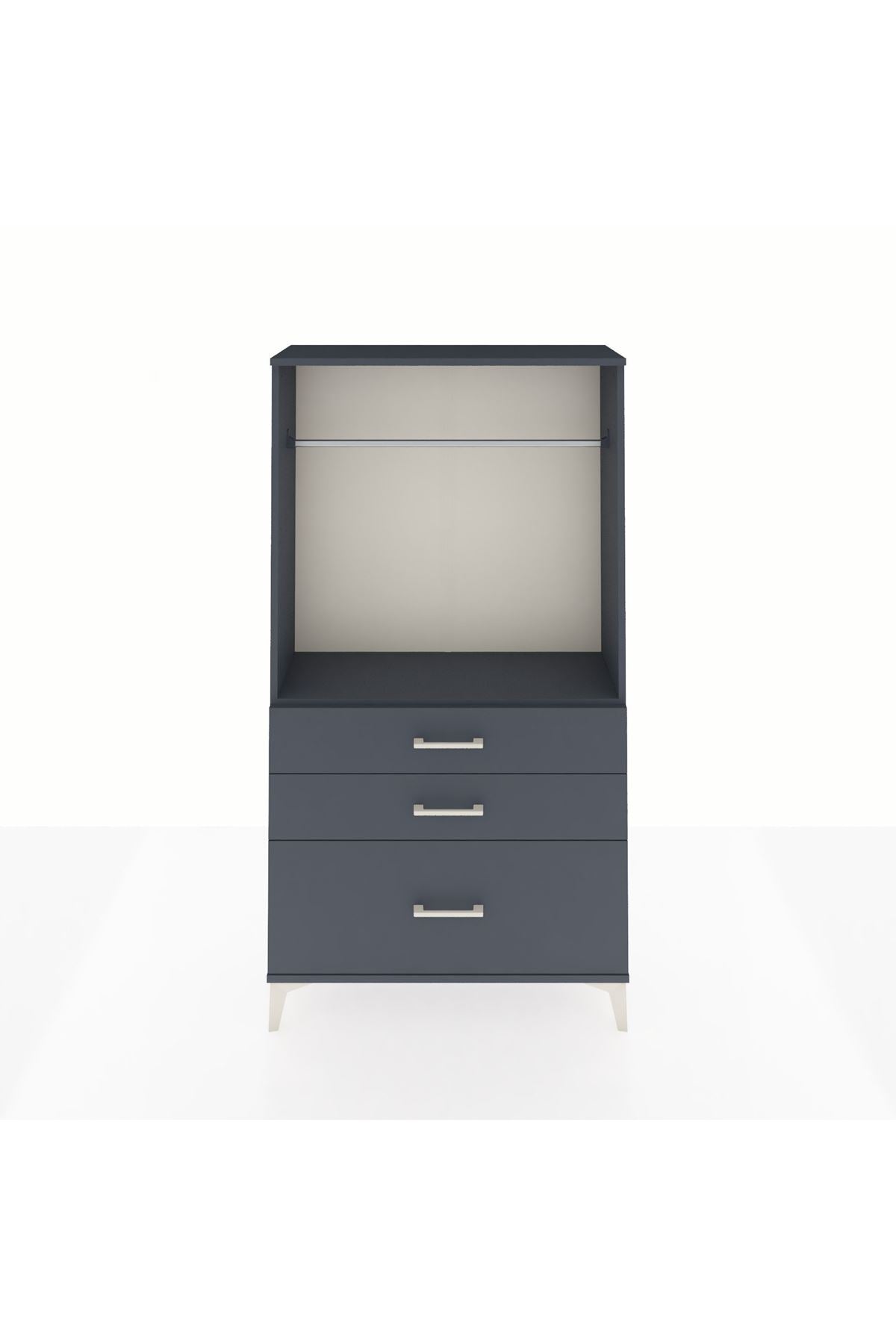 Arges Dolap Tek Raflı 3 Çekmeceli Tek Askılı 88x30x163 - S21M114V5A