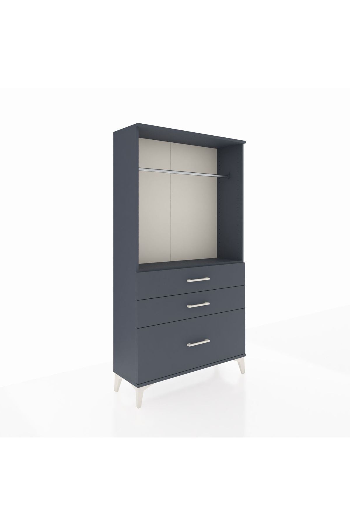 Arges Dolap Tek Raflı 3 Çekmeceli Tek Askılı 88x30x163 - S21M114V5A