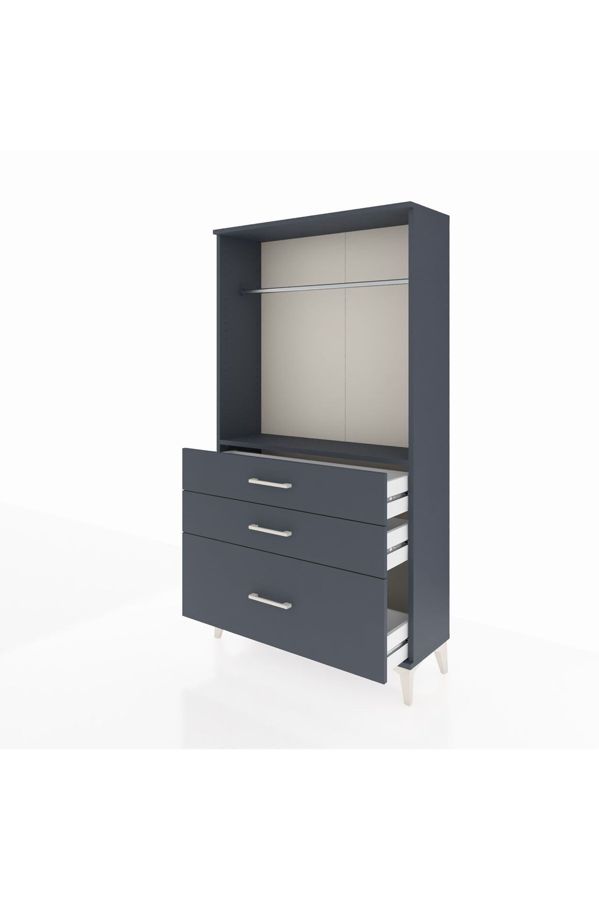 Arges Dolap Tek Raflı 3 Çekmeceli Tek Askılı 88x30x163 - S21M114V5A