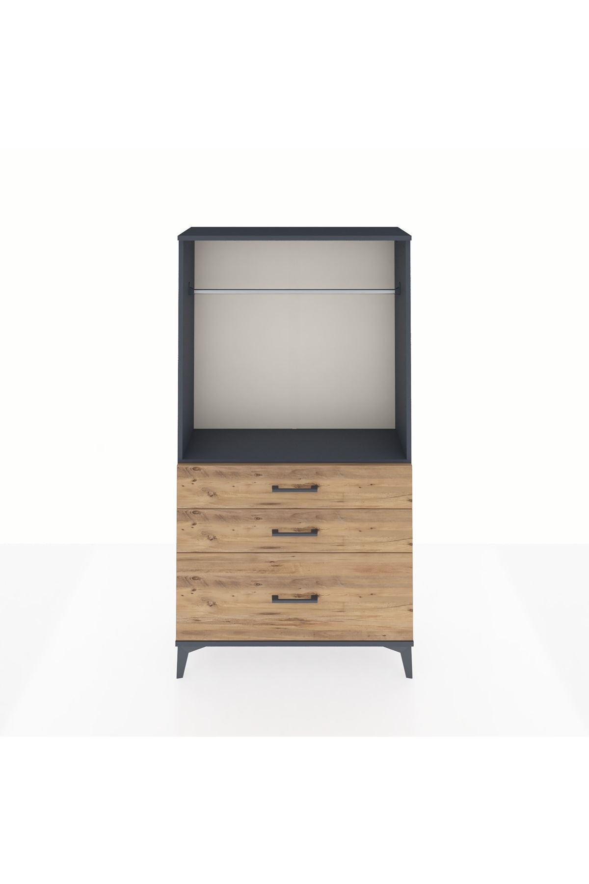 Arges Dolap Tek Raflı 3 Çekmeceli Tek Askılı 88x30x163 - S21M114V6A