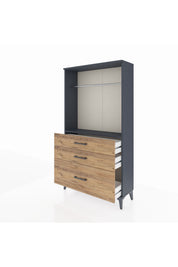Arges Dolap Tek Raflı 3 Çekmeceli Tek Askılı 88x30x163 - S21M114V6A