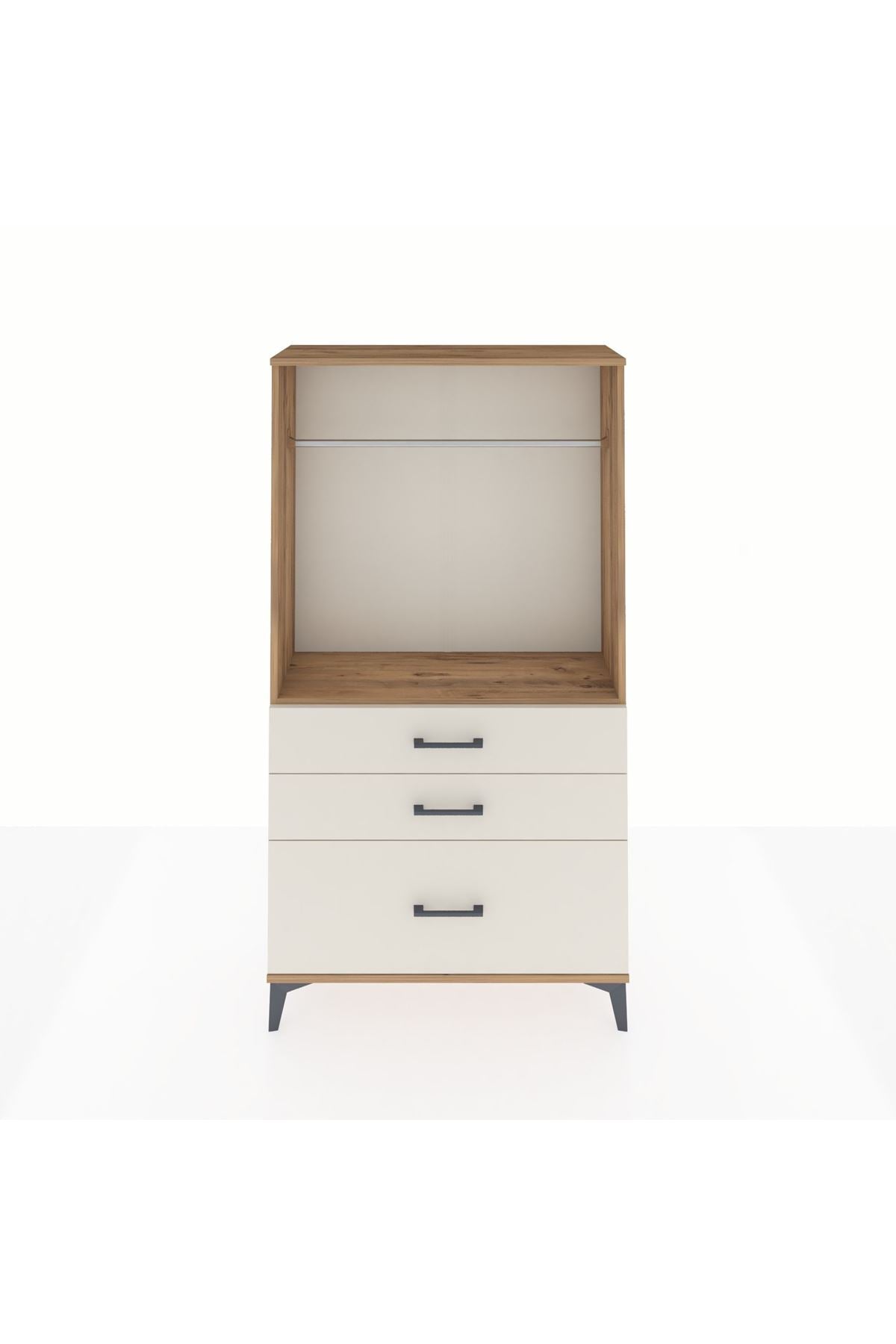 Arges Dolap Tek Raflı 3 Çekmeceli Tek Askılı 88x30x163 - S21M114V7A