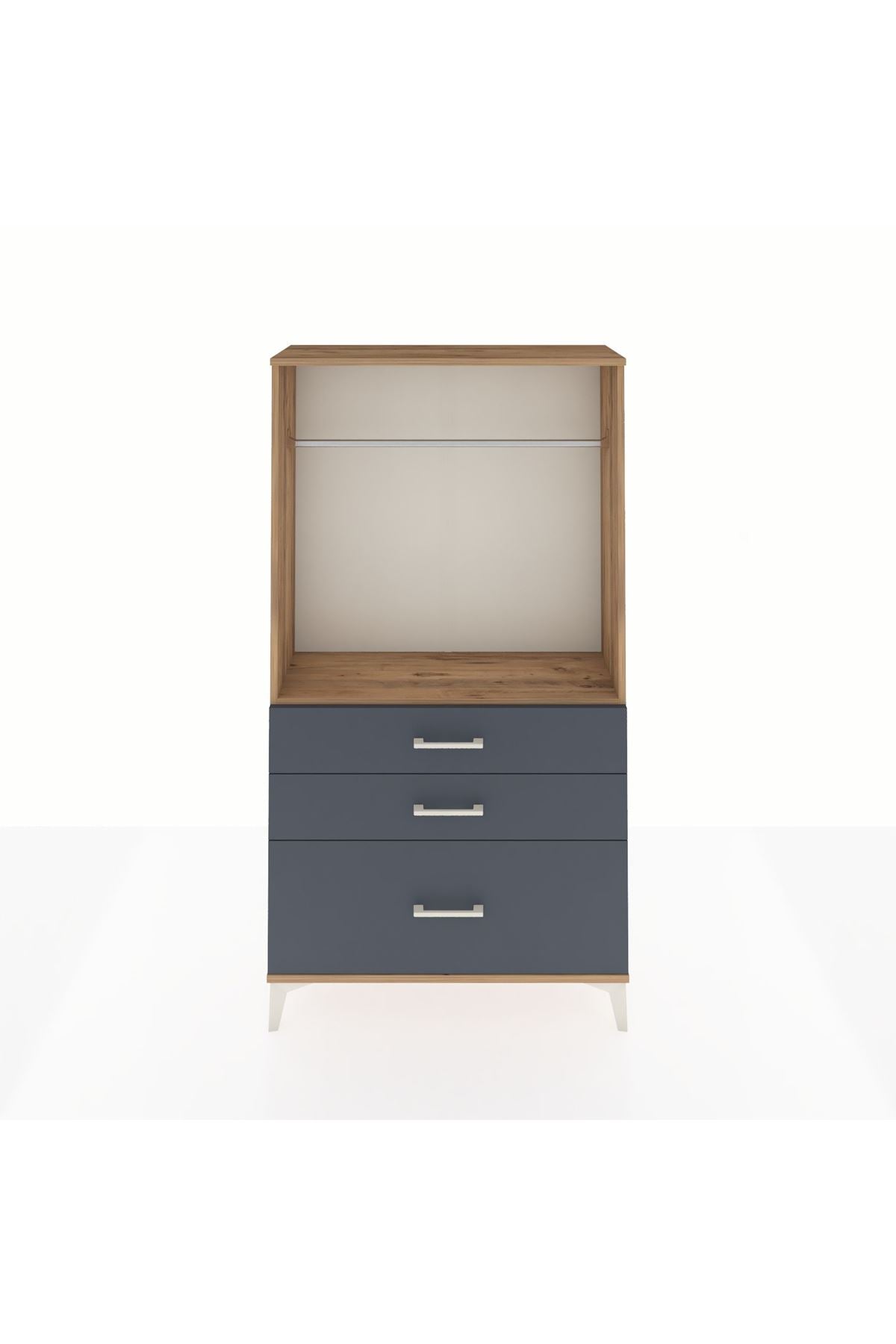 Arges Dolap Tek Raflı 3 Çekmeceli Tek Askılı 88x30x163 - S21M114V8A
