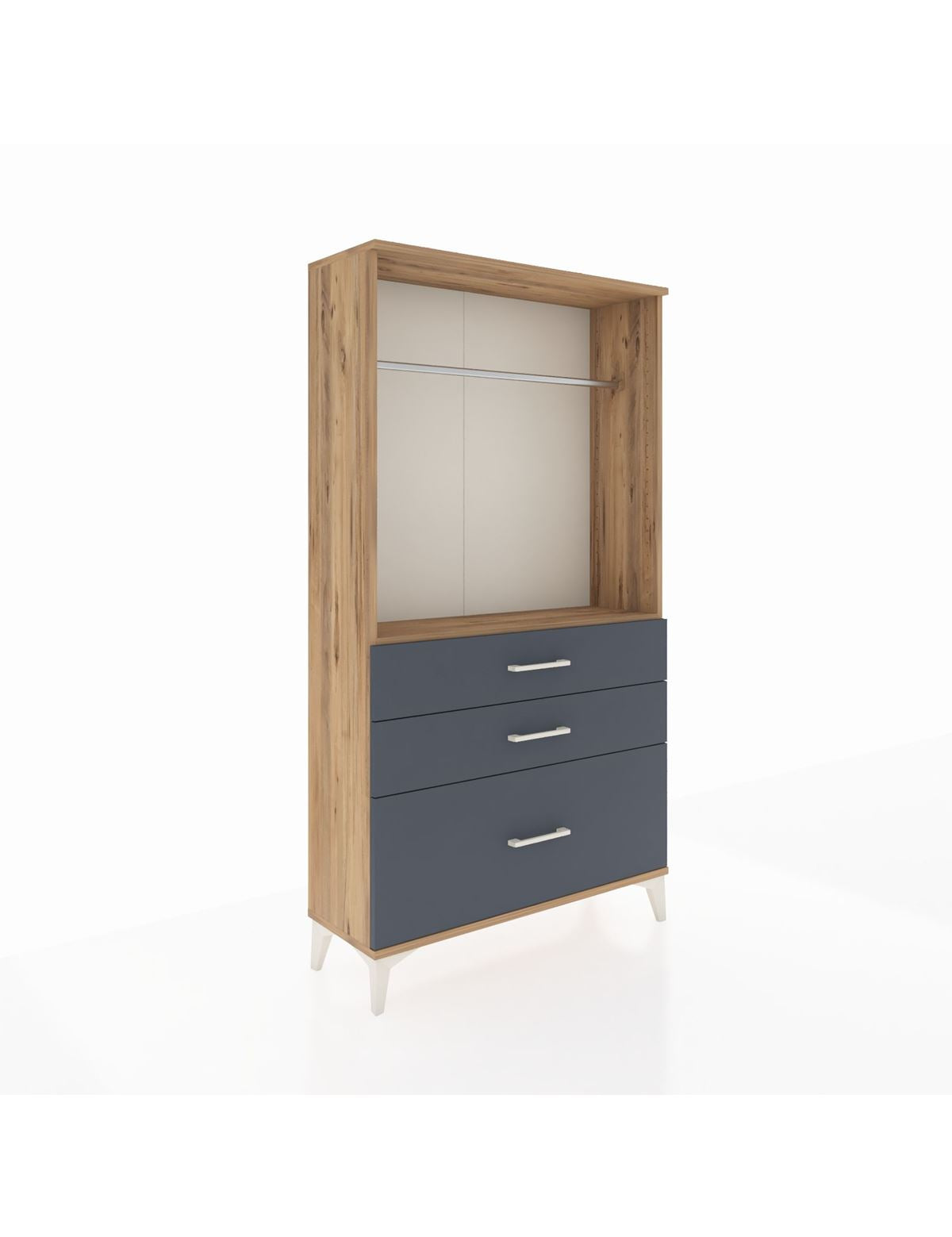 Arges Dolap Tek Raflı 3 Çekmeceli Tek Askılı 88x30x163 - S21M114V8A