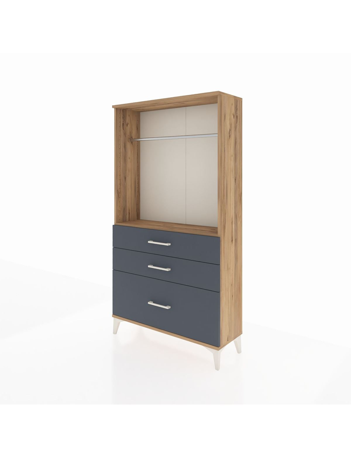 Arges Dolap Tek Raflı 3 Çekmeceli Tek Askılı 88x30x163 - S21M114V8A