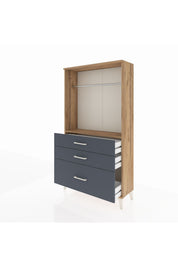 Arges Dolap Tek Raflı 3 Çekmeceli Tek Askılı 88x30x163 - S21M114V8A