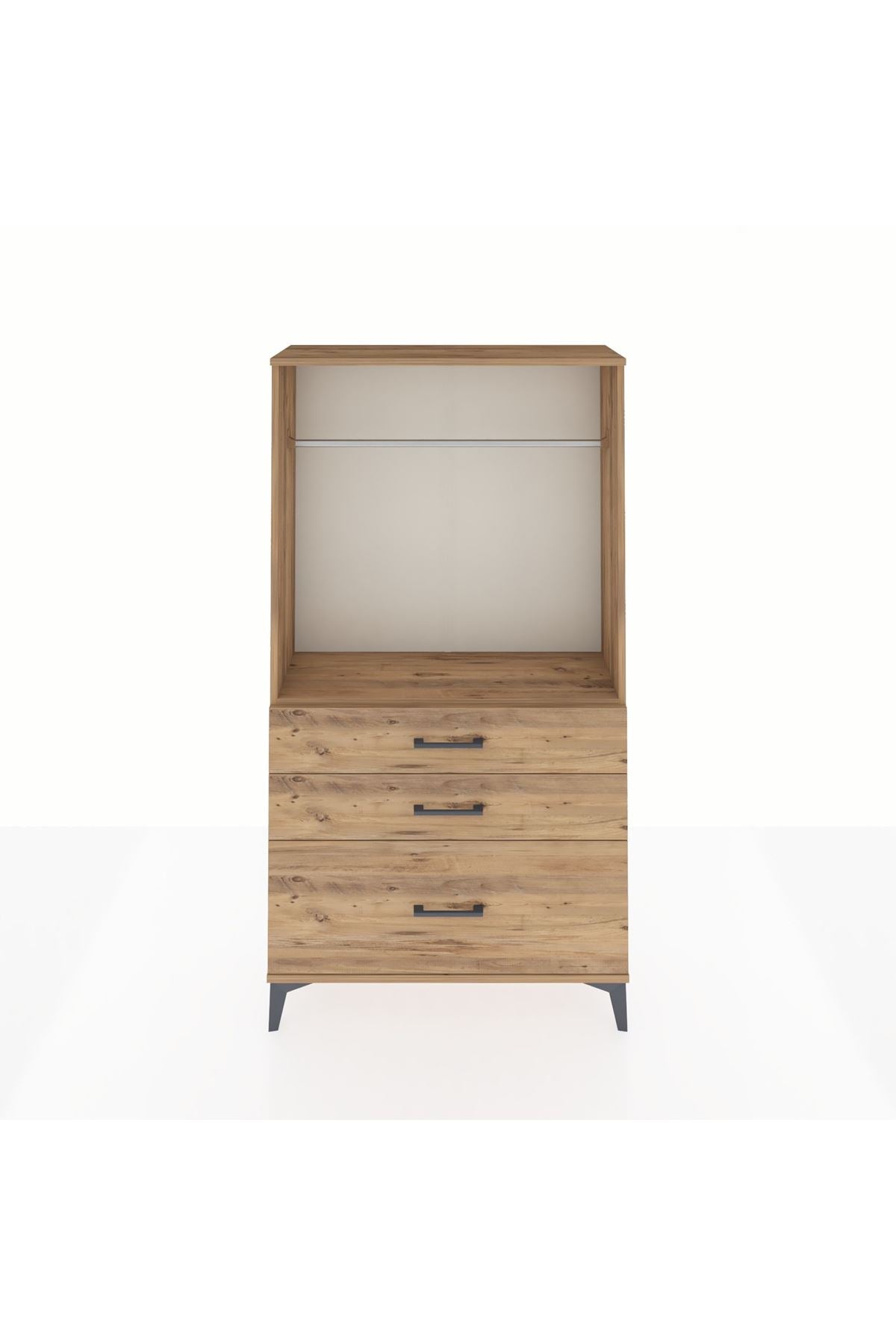 Arges Dolap Tek Raflı 3 Çekmeceli Tek Askılı 88x30x163 - S21M114V9A