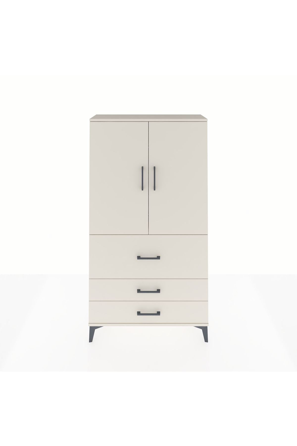 Arges Dolap Tek Raflı 3 Çekmeceli Tek Askılı 88x30x163 - S21M115V1A