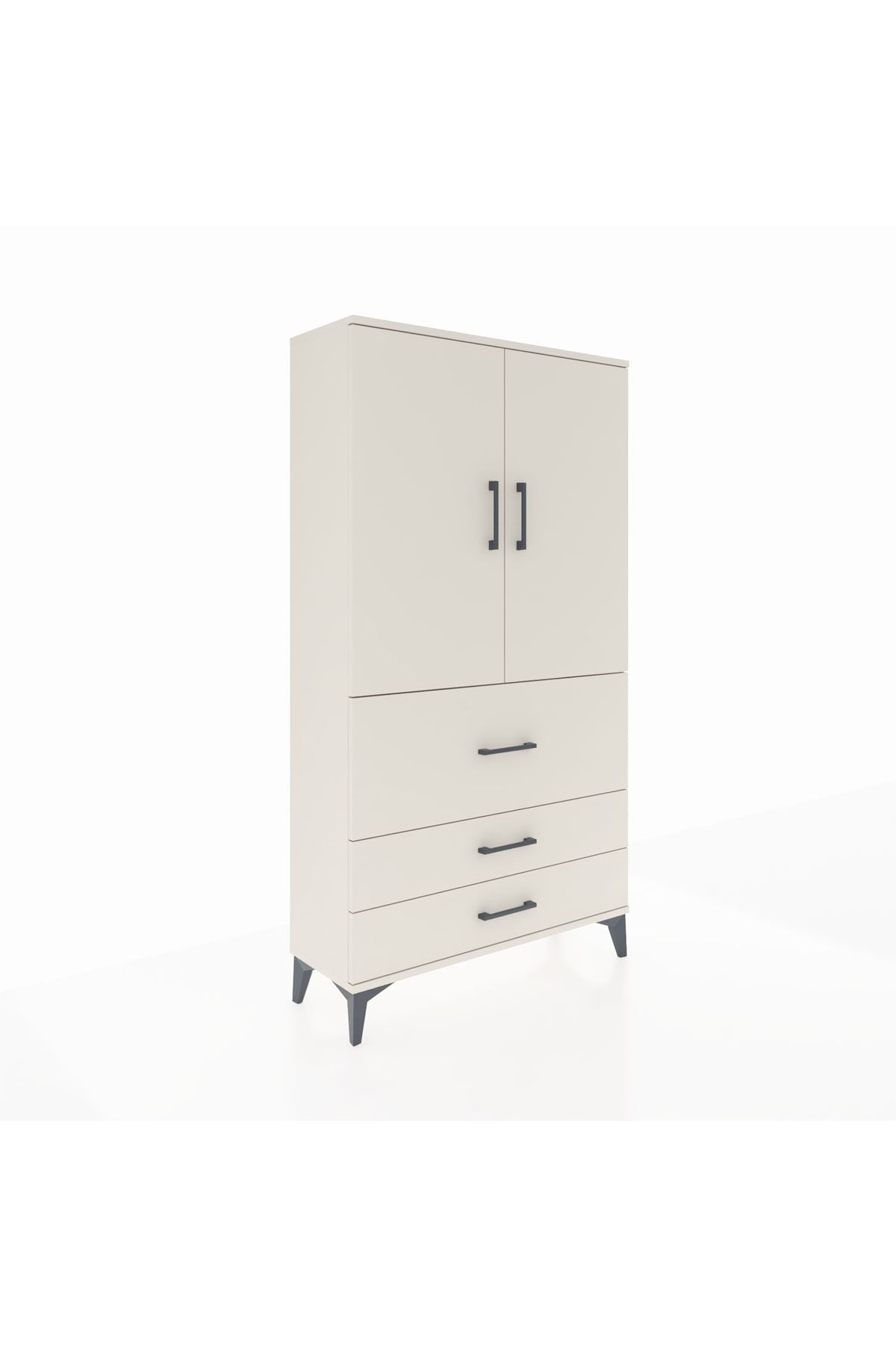 Arges Dolap Tek Raflı 3 Çekmeceli Tek Askılı 88x30x163 - S21M115V1A