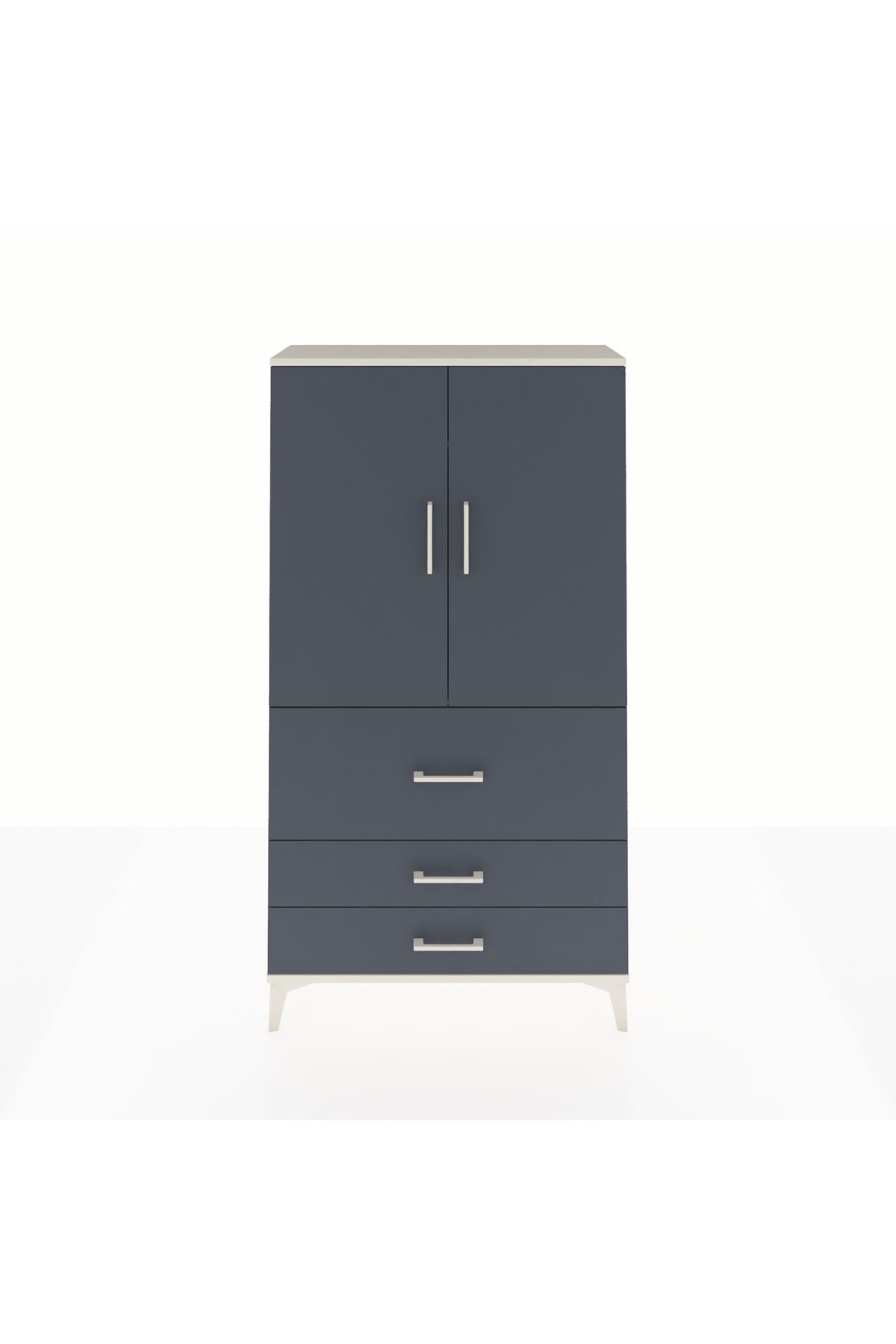 Arges Dolap Tek Raflı 3 Çekmeceli Tek Askılı 88x30x163 - S21M115V2A