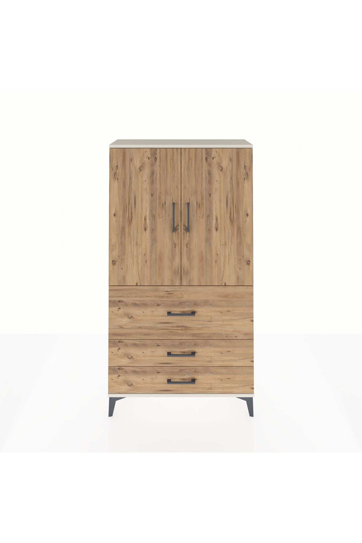 Arges Dolap Tek Raflı 3 Çekmeceli Tek Askılı 88x30x163 - S21M115V3A