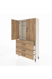Arges Dolap Tek Raflı 3 Çekmeceli Tek Askılı 88x30x163 - S21M115V3A