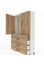 Arges Dolap Tek Raflı 3 Çekmeceli Tek Askılı 88x30x163 - S21M115V3A