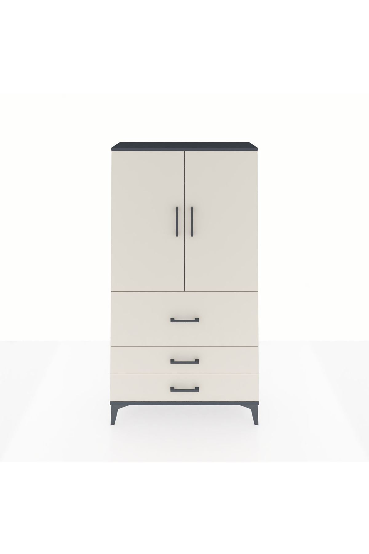 Arges Dolap Tek Raflı 3 Çekmeceli Tek Askılı 88x30x163 - S21M115V4A