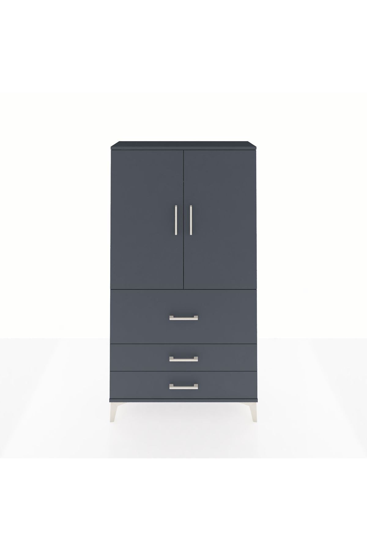Arges Dolap Tek Raflı 3 Çekmeceli Tek Askılı 88x30x163 - S21M115V5A