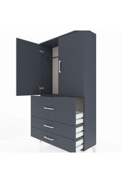 Arges Dolap Tek Raflı 3 Çekmeceli Tek Askılı 88x30x163 - S21M115V5A