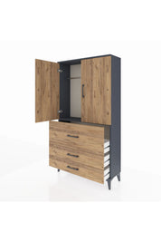 Arges Dolap Tek Raflı 3 Çekmeceli Tek Askılı 88x30x163 - S21M115V6A