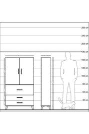 Arges Dolap Tek Raflı 3 Çekmeceli Tek Askılı 88x30x163 - S21M115V6A