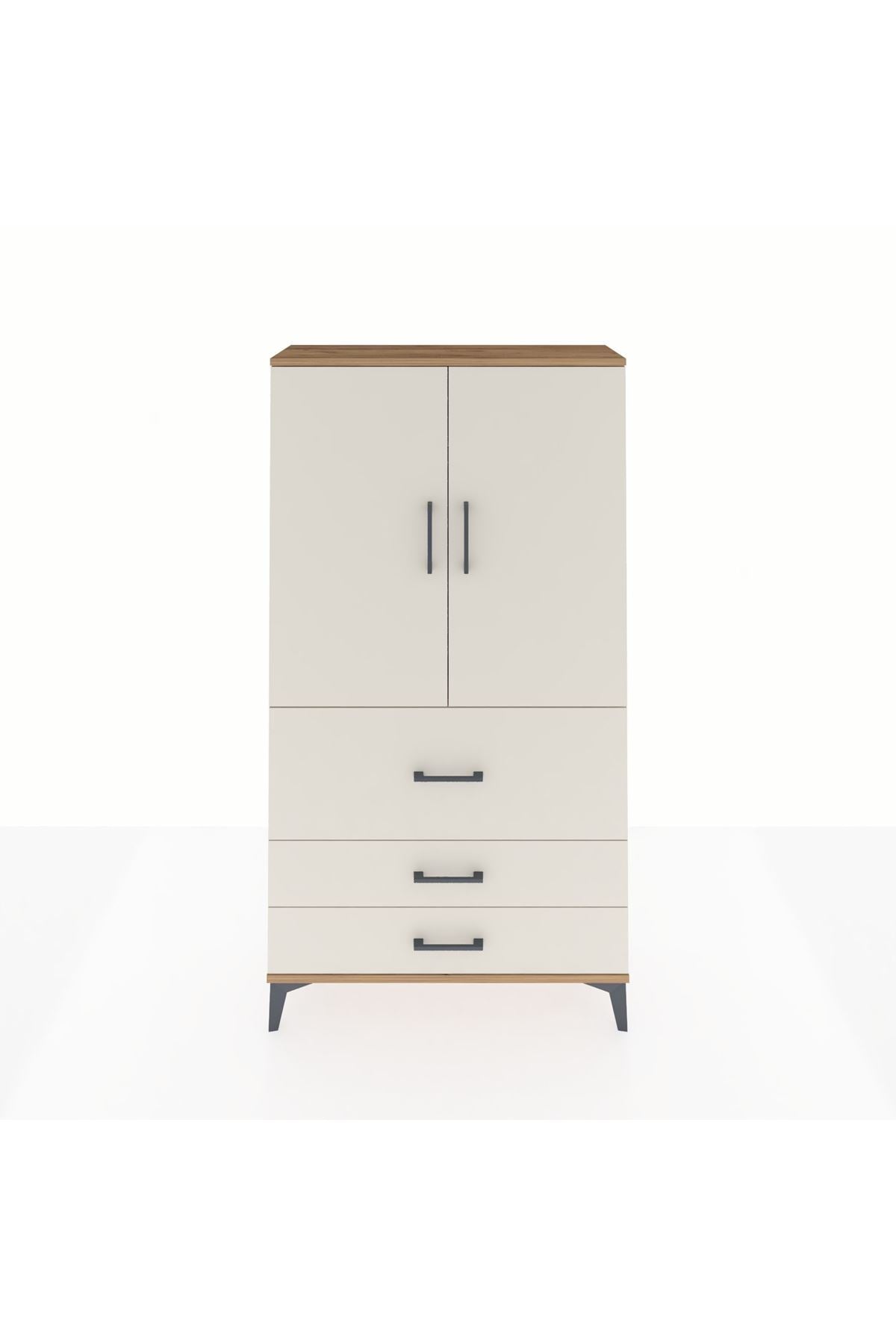 Arges Dolap Tek Raflı 3 Çekmeceli Tek Askılı 88x30x163 - S21M115V7A