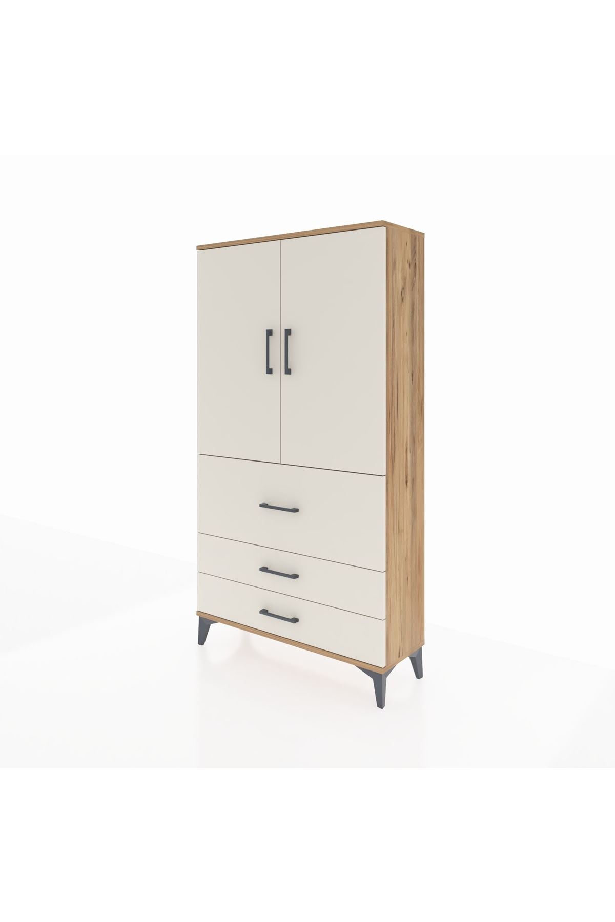 Arges Dolap Tek Raflı 3 Çekmeceli Tek Askılı 88x30x163 - S21M115V7A