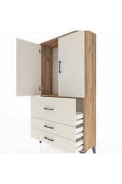 Arges Dolap Tek Raflı 3 Çekmeceli Tek Askılı 88x30x163 - S21M115V7A