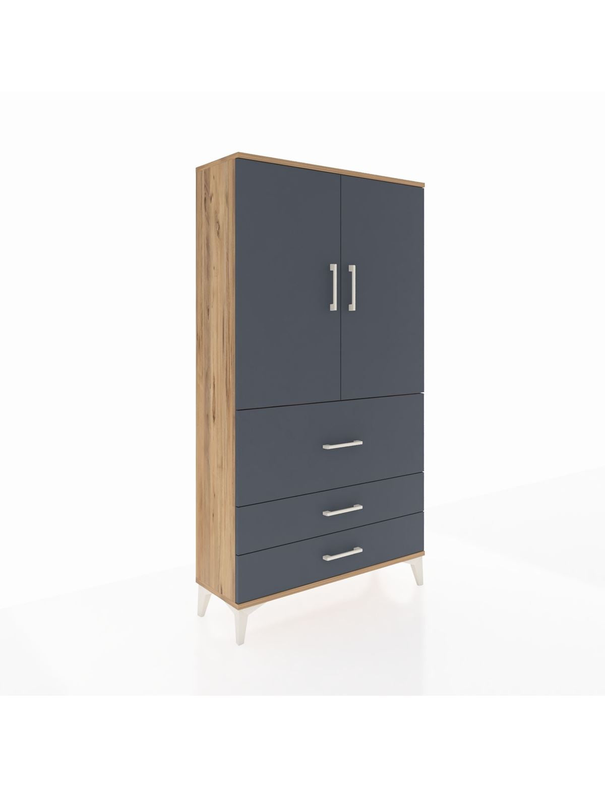 Arges Dolap Tek Raflı 3 Çekmeceli Tek Askılı 88x30x163 - S21M115V8A