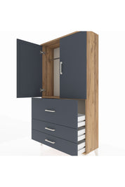 Arges Dolap Tek Raflı 3 Çekmeceli Tek Askılı 88x30x163 - S21M115V8A