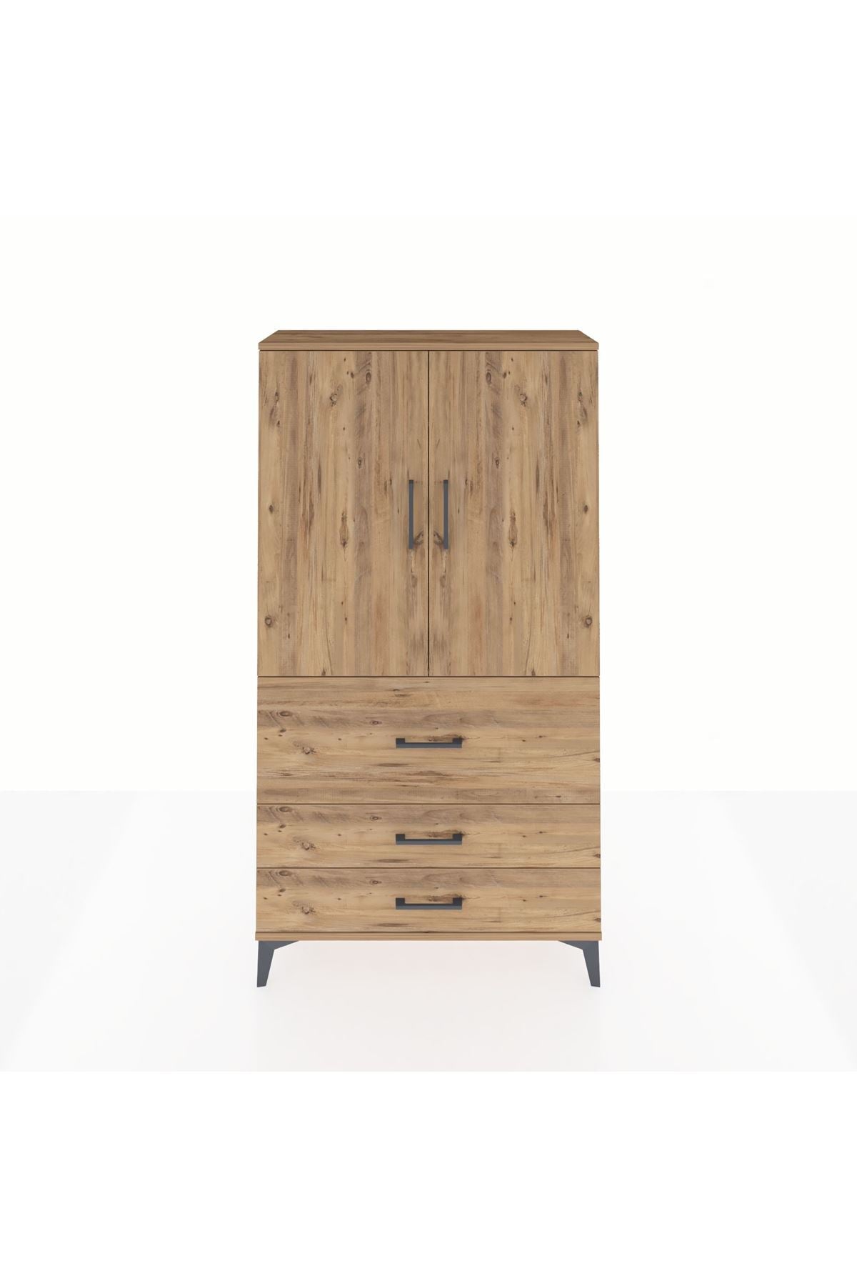 Arges Dolap Tek Raflı 3 Çekmeceli Tek Askılı 88x30x163 - S21M115V9A