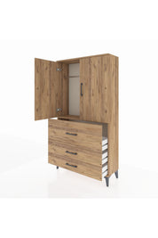 Arges Dolap Tek Raflı 3 Çekmeceli Tek Askılı 88x30x163 - S21M115V9A