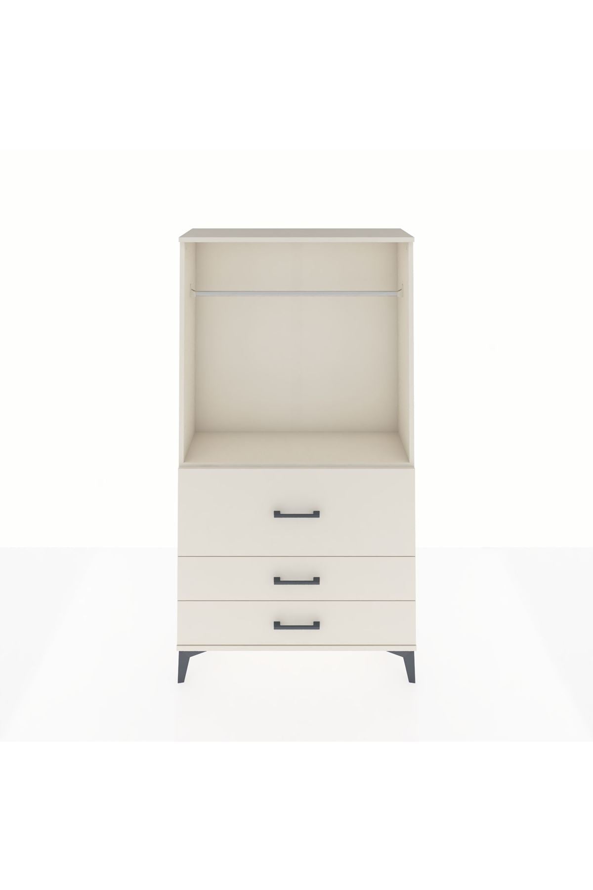 Arges Dolap Tek Raflı 3 Çekmeceli Tek Askılı 88x30x163 - S21M116V1A