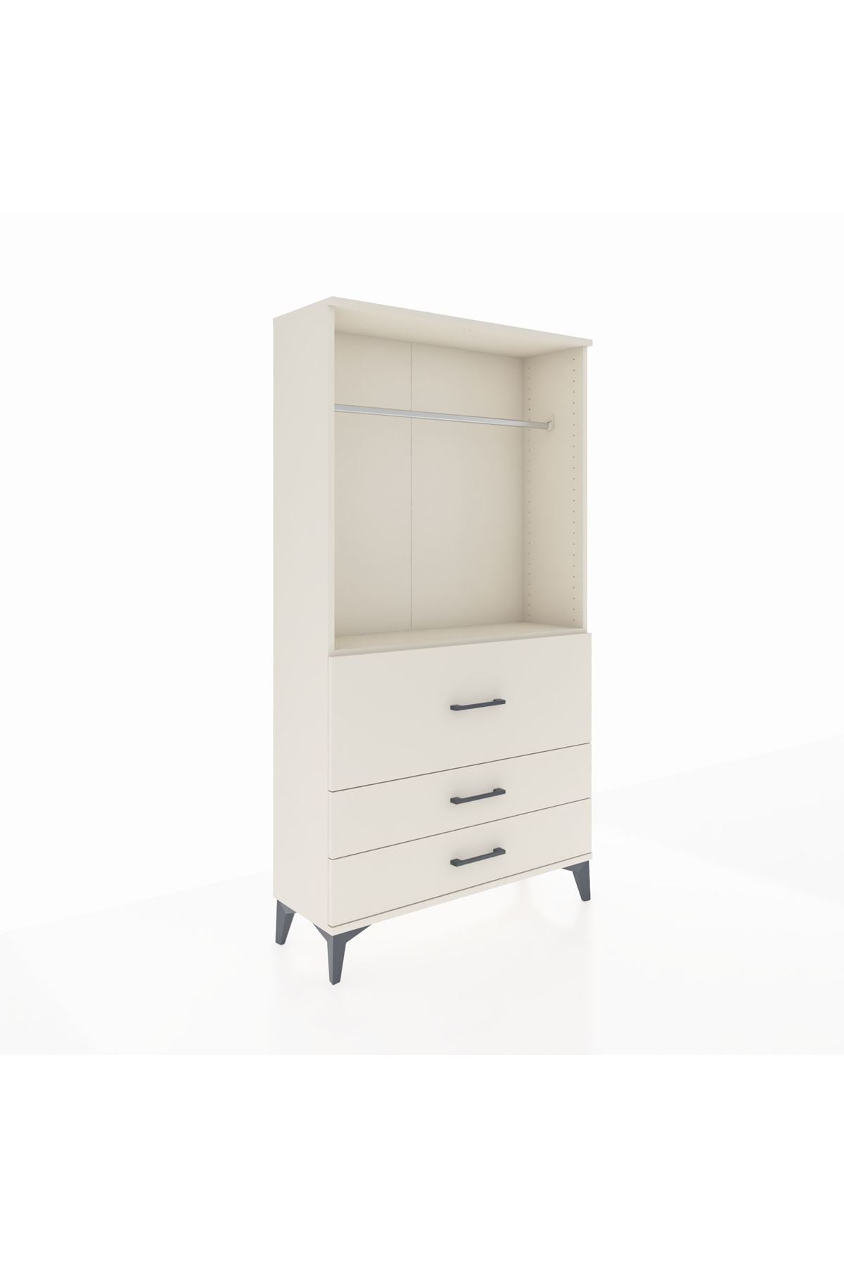 Arges Dolap Tek Raflı 3 Çekmeceli Tek Askılı 88x30x163 - S21M116V1A