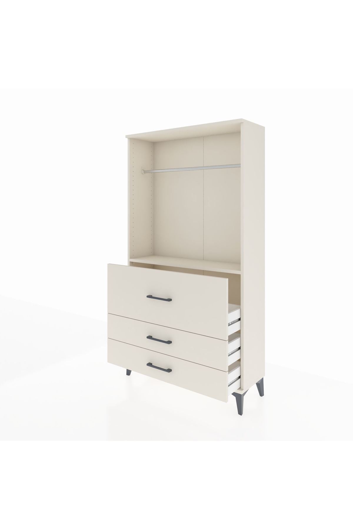 Arges Dolap Tek Raflı 3 Çekmeceli Tek Askılı 88x30x163 - S21M116V1A