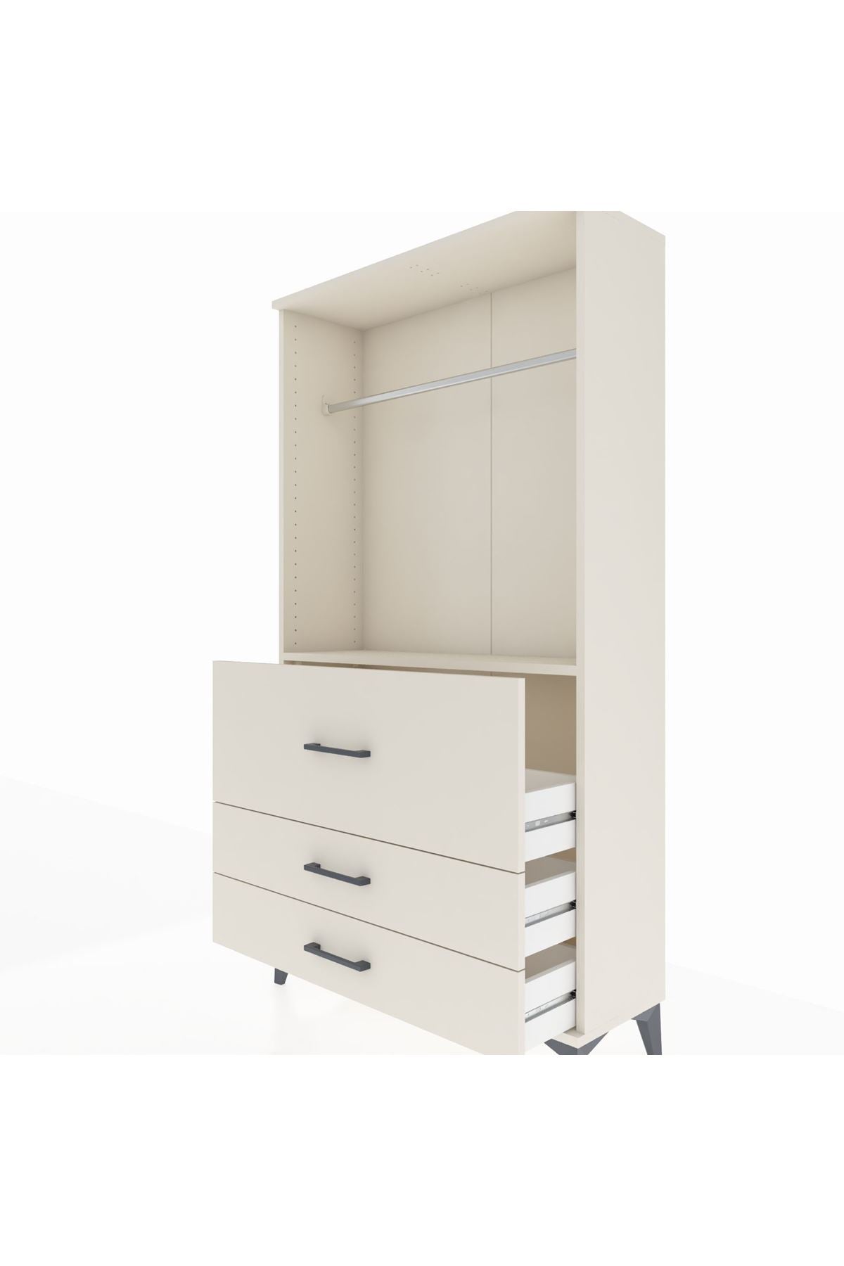 Arges Dolap Tek Raflı 3 Çekmeceli Tek Askılı 88x30x163 - S21M116V1A