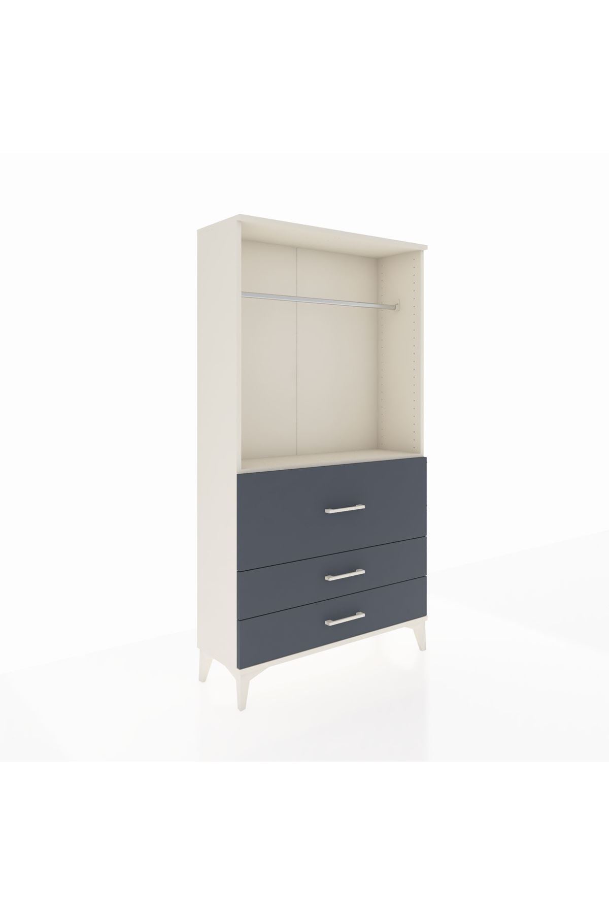 Arges Dolap Tek Raflı 3 Çekmeceli Tek Askılı 88x30x163 - S21M116V2A