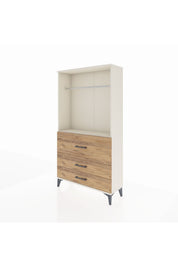 Arges Dolap Tek Raflı 3 Çekmeceli Tek Askılı 88x30x163 - S21M116V3A