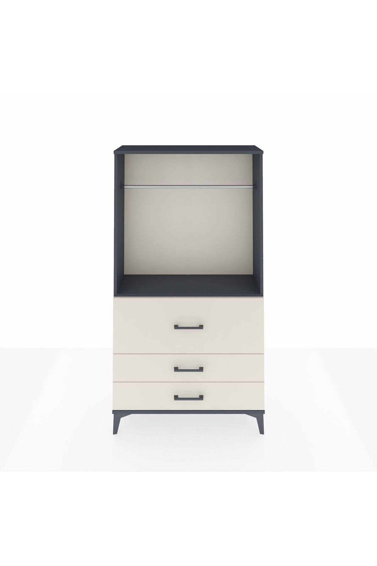 Arges Dolap Tek Raflı 3 Çekmeceli Tek Askılı 88x30x163 - S21M116V4A
