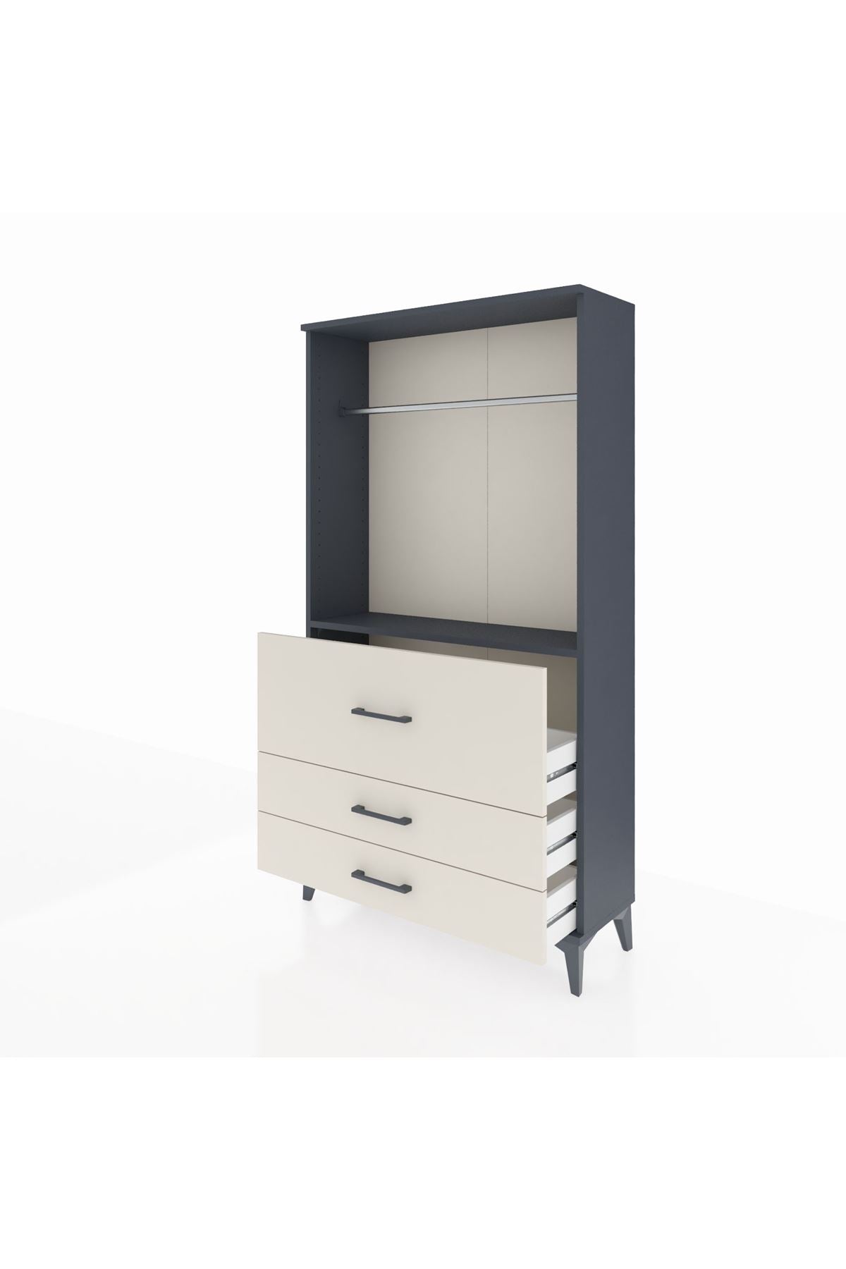 Arges Dolap Tek Raflı 3 Çekmeceli Tek Askılı 88x30x163 - S21M116V4A