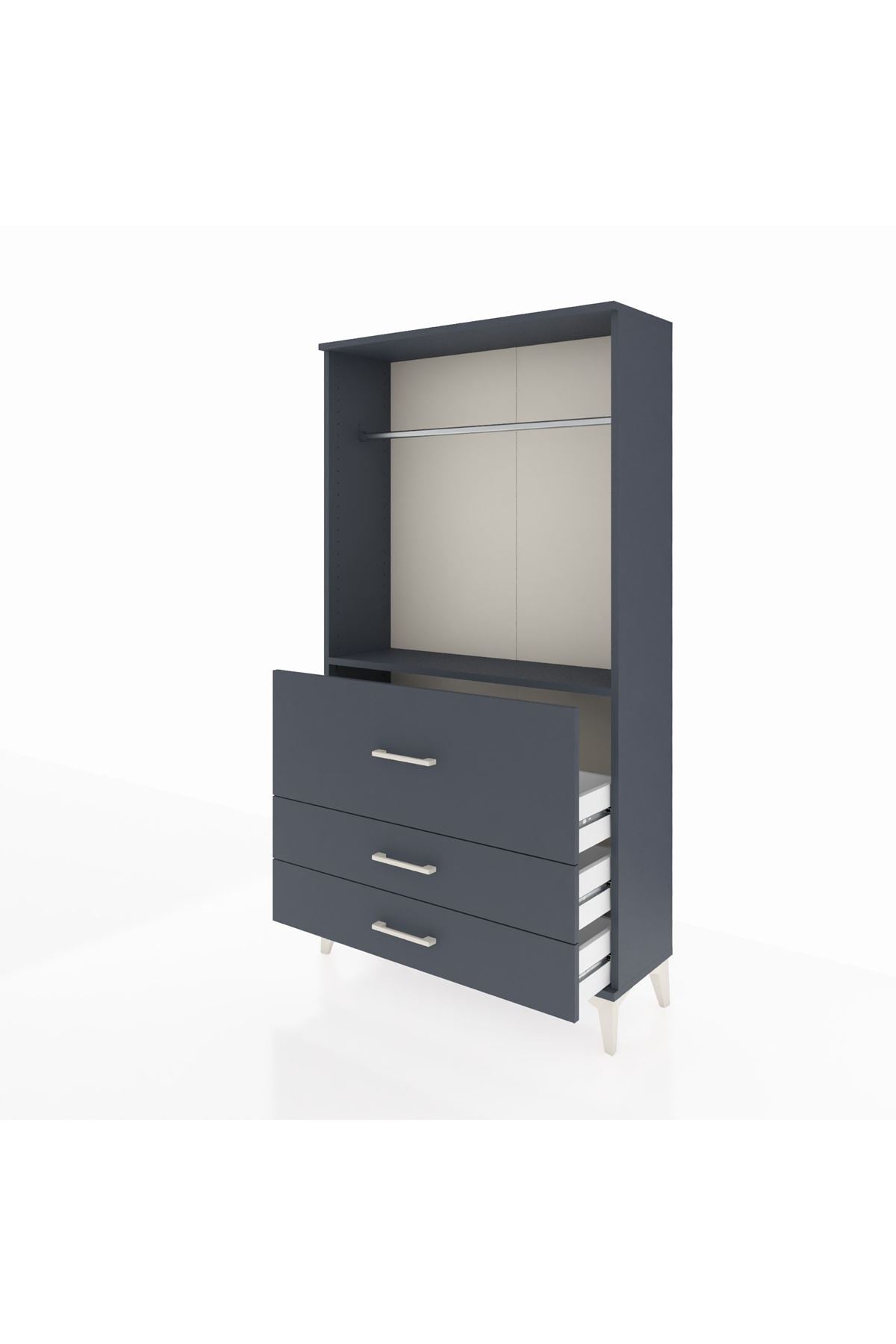 Arges Dolap Tek Raflı 3 Çekmeceli Tek Askılı 88x30x163 - S21M116V5A