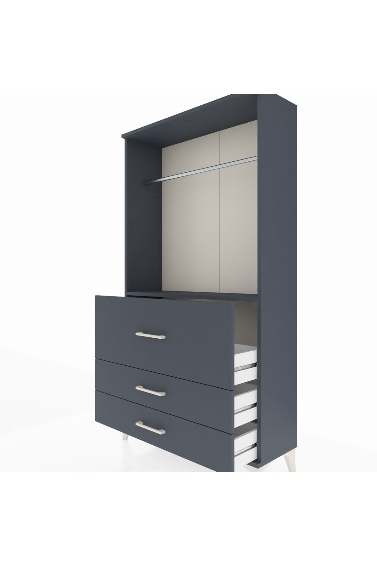 Arges Dolap Tek Raflı 3 Çekmeceli Tek Askılı 88x30x163 - S21M116V5A