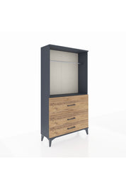 Arges Dolap Tek Raflı 3 Çekmeceli Tek Askılı 88x30x163 - S21M116V6A