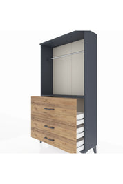 Arges Dolap Tek Raflı 3 Çekmeceli Tek Askılı 88x30x163 - S21M116V6A
