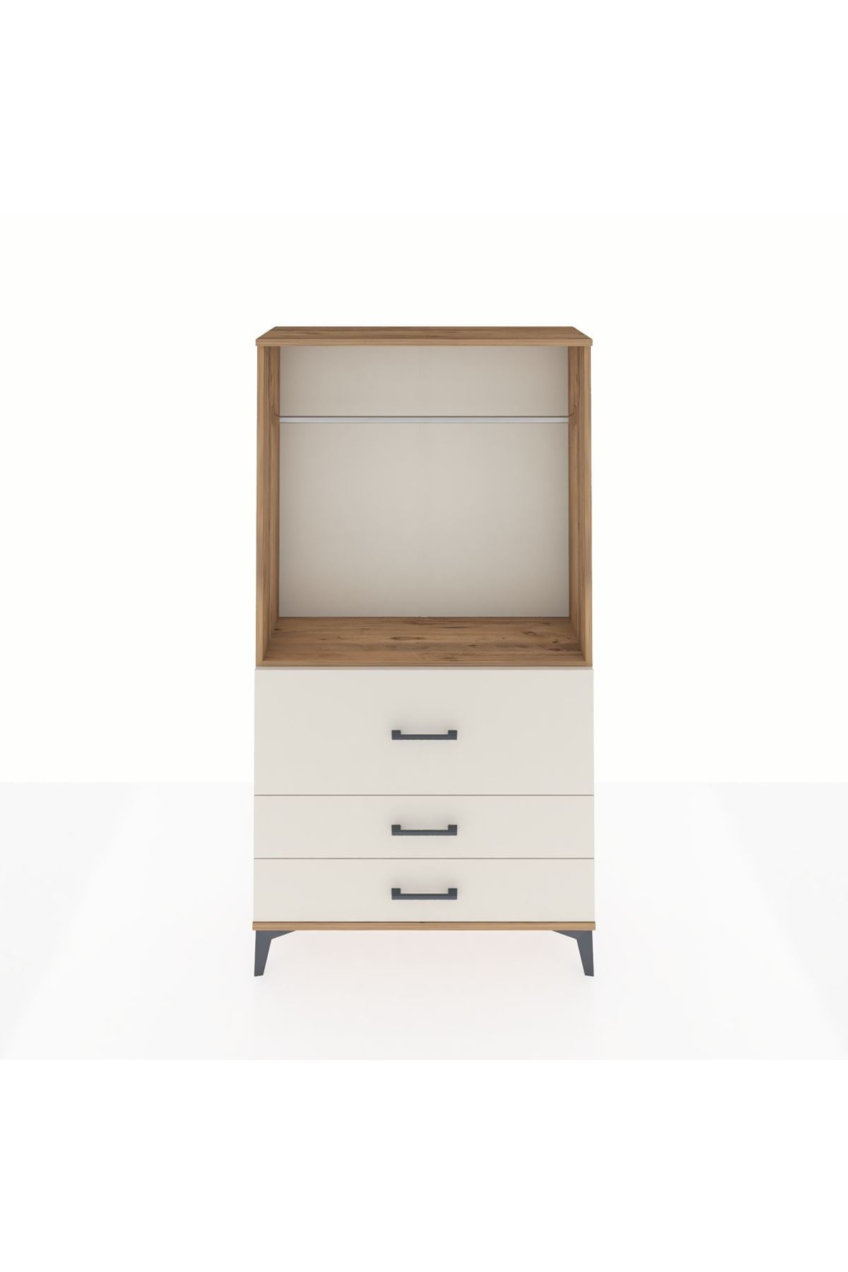 Arges Dolap Tek Raflı 3 Çekmeceli Tek Askılı 88x30x163 - S21M116V7A