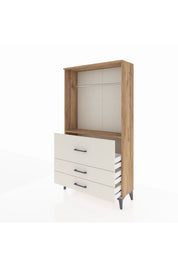 Arges Dolap Tek Raflı 3 Çekmeceli Tek Askılı 88x30x163 - S21M116V7A